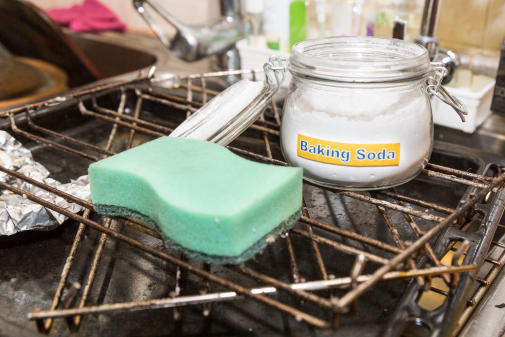 Baking soda and vinegar are safe for the kitchen countertops.