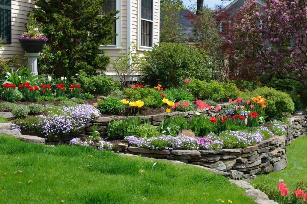 Elevated flower beds for erosion protection