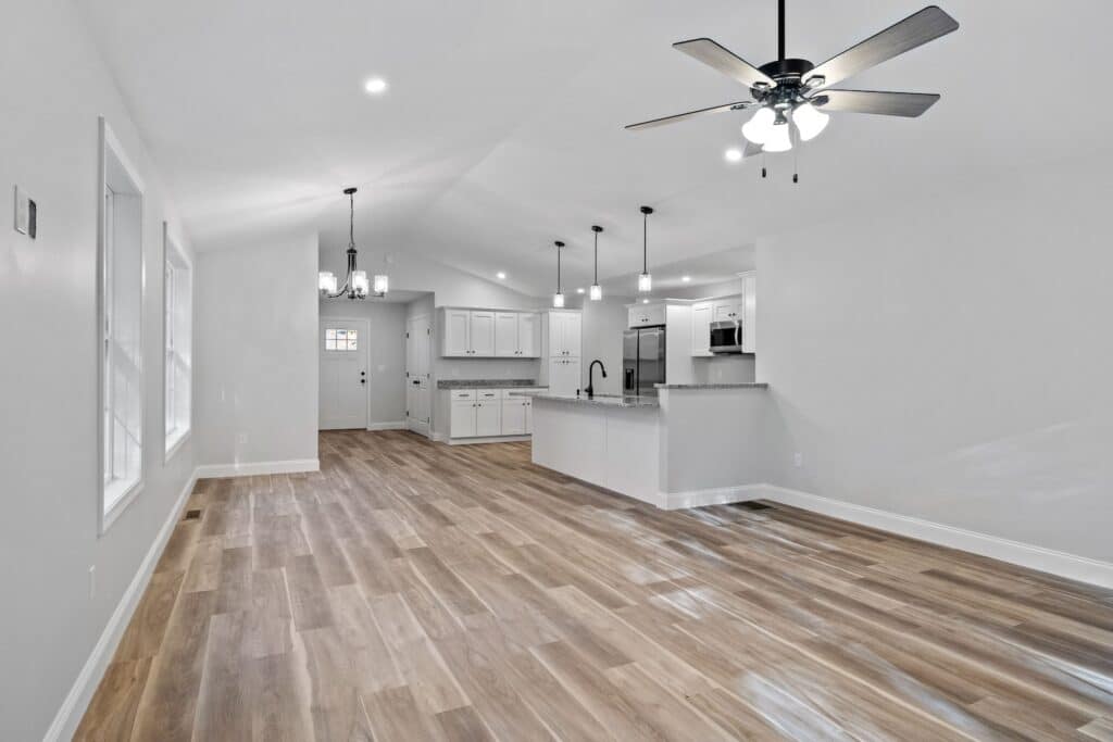 Modern home with high, vaulted ceilings