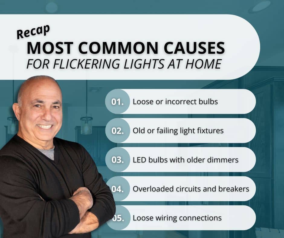 common causes for lights flickering in house