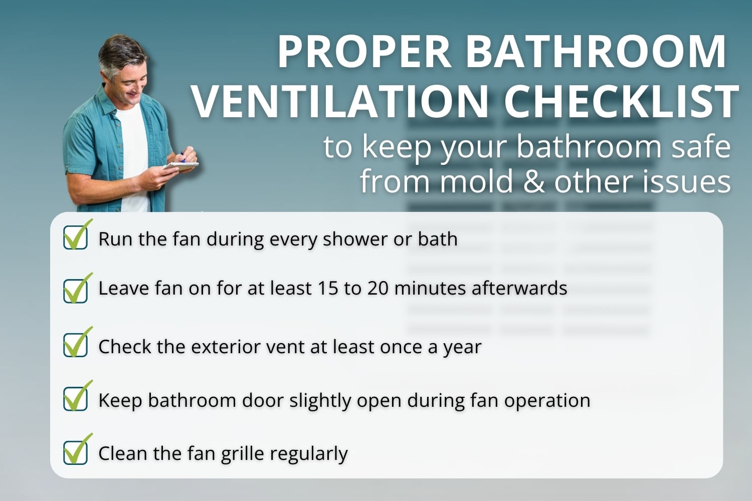 bathroom exhaust fan airflow checklist